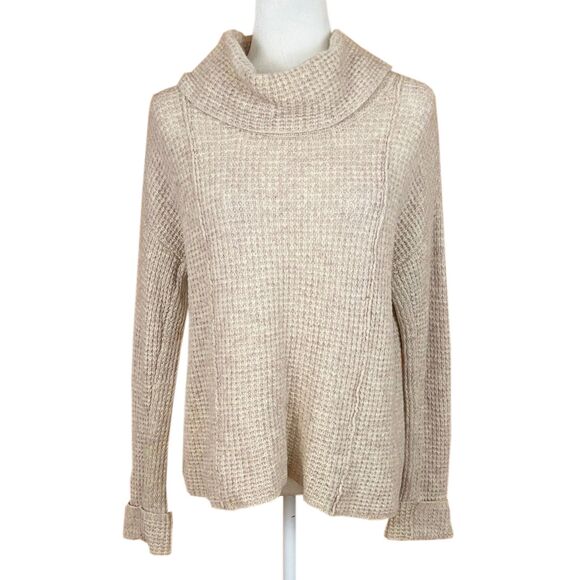 Free People Sidewinder Waffle Knit Sweater Size XS Oatmeal Beige Wool Oversized - Picture 1 of 7